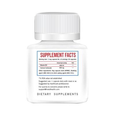 Livest Health Vitamin D3 & Calcium 400 IU High Absorption For Strong Bones and Muscles 30's - Multi-Vitamins