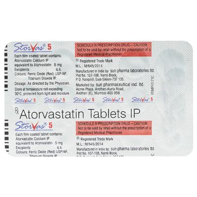 Storvas 5mg Tablet 15'S - High Cholesterol-Dys