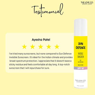 The Love Co. Sun Defence Invisible Sunscreen Cream, SPF 40 50 ml - Body Sunscreen