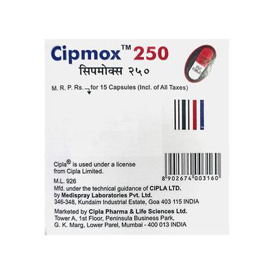 CIPMOX 250 (R/W) Capsule 15's - Bacterial Infections-Pen