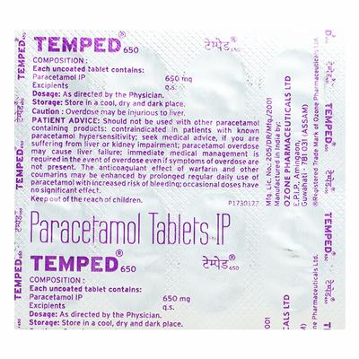 TEMPED 650 Tablet 10's - Fever-Ana