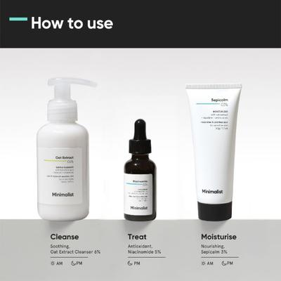 Minimalist Sensitive Skincare Kit with Oat 06% Cleanser, Niacinamide 05% Serum and Sepicalm 3% Moisturizer 200gm - Toners