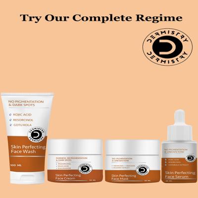 Dermistry No Pigmentation & Dark Spots Kojic Acid Skin Perfecting Face Wash 100 ml + No Pigmentation Kojic Acid Skin Perfecting Face Mask 50 ml - Masks & Peels