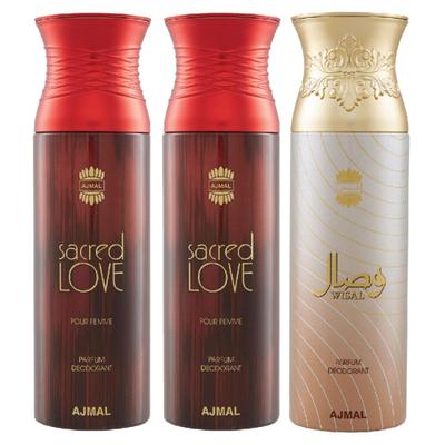 Ajmal Sacred Love Sacred Love Wisal Deodorant Spray (Pack of 3) 200 ml - Perfumes (Edt/Edp)