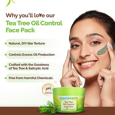 Mamaearth Tea Tree Oil Control Face Pack with Tea Tree & Salicylic Acid Normal to Oily Skin 200 gm - Face Packs