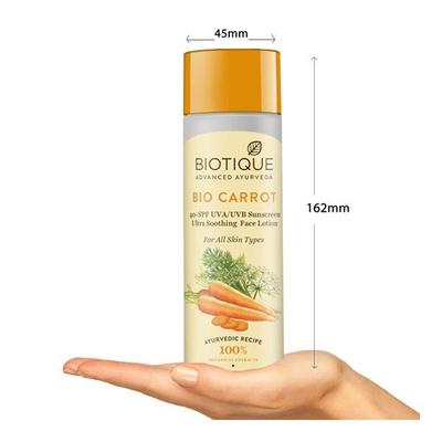 Biotique Bio Carrot 40+ SPF UVA/UVB Sunscreen Ultra soothing Face Lotion for All Skin Types 190 ml - Face Sunscreen