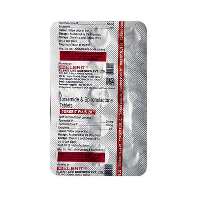 TORBRIT PLUS 20 Tablet 15's - Hypertension-Diu