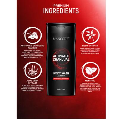 Mancode Activated Charcoal Body Wash 450 ml - Shower Gels & Body Wash