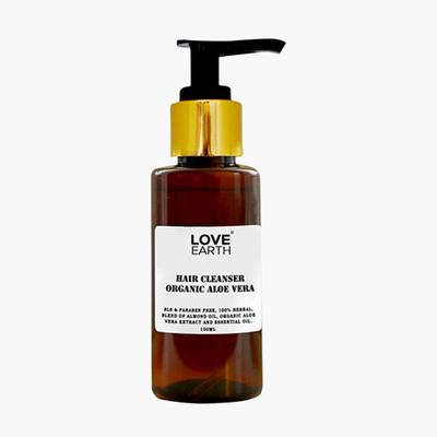 Love Earth Hair Cleanser Organic Aloe Vera with blend of Almond oil 100 ml - Curly Hair