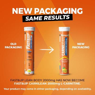 Fast&Up L-Carnitine Tartrate 1000 mg Tablets - Lemon Flavour 20's - Weight Loss