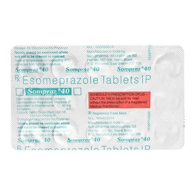 Sompraz 40mg Tablet 15'S - Ulcer/Reflux/Flatulence-Aaa