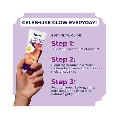 Sanfe Daily Body Luminiser Instant Body Highlighter for Women SPF50 Smudge Proof 50 gm - Lotions & Creams