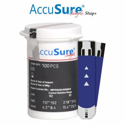 AccuSure Simple Gluco Test Strip 100's - Blood Glucose Monitors/Strips