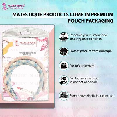 Majestique Padded and Wide Headbands, Puffy Sponge, Check Printed Vintage Hair Accessories 2's - Hair Clips/Bands