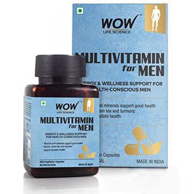 WOW Life Science Multivitamin Veg Capsule for Men 60's - Omega Fish Oil Fatty Acids