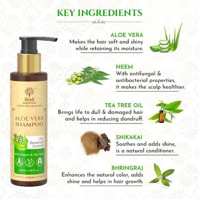 Khadi Essentials Hair Rinser - Aloe, Neem & Tea Tree with Pure Shikakai, Brahmi & Bhringraj Extracts 200 ml - Shampoos