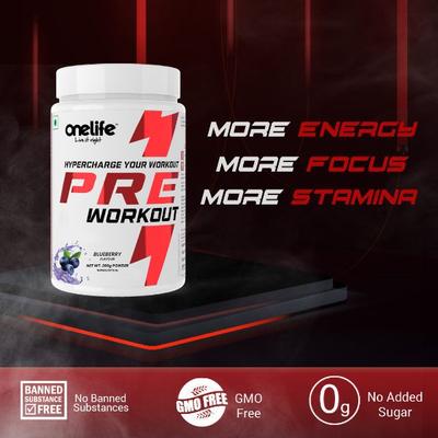 Onelife Preworkout Powder - Blueberry 200 gm - Workout Essentials