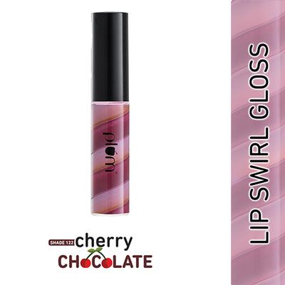 Plum Soft Swirl Lip Gloss, High-Shine Finish,Intense Pigment, 3 Shades In 1, 122 Cherry Chocolate 6 ml - Liquid Lipsticks