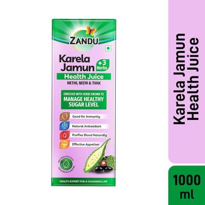 Zandu Karela Jamun + 3 Herbs Health Juice 1 litre - Ayurvedic Juices