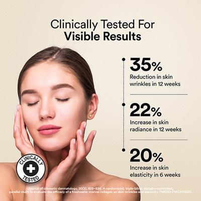 Wellbeing Nutrition Pure Korean Marine Collagen Supplements for Women and Men, Clinically Proven Type 1 and 3 Hydrolyzed Peptides Unflavored - 6 Sachets 48 gm - Multi-Vitamins