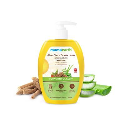 Mamaearth Aloe Vera Sunscreen Body Lotion SPF 30 With Aloe Vera & Ashwagandha For a Youthful Glow 300 ml - Face Moisturizers
