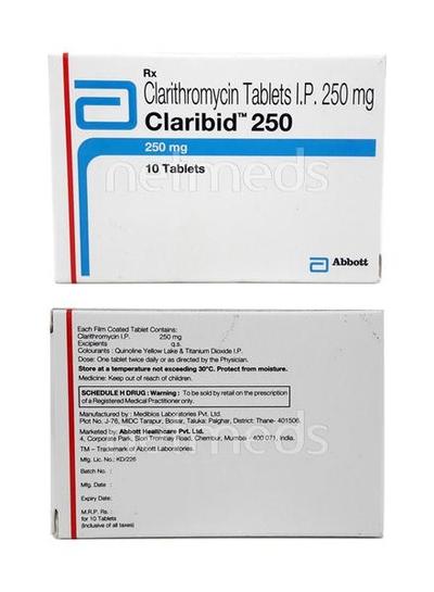 Claribid 250mg Tablet 10'S - Bacterial Infections-Mac