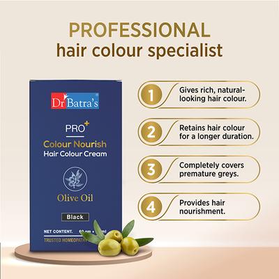 Dr Batras Pro+ Colour Nourish Hair Colour Cream for Rich Hair Color, Enriched with Amla - Brown 120 gm - Crème