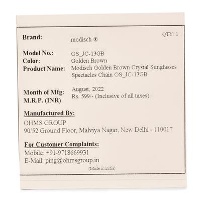 Modisch Golden Brown Crystal Sunglasses Chain (JC-13Gb) 1's - Wearables Sunglasses