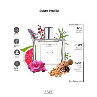 EM5 Chase Perfume for Men - Eau De Parfum Spray, Citrus Woody Spicy 50 ml - Men Perfumes (Edt/Edp)