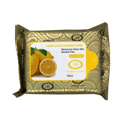 Fashion Colour Hand & Face Cleansing Wipes, Lemon Scents 25's - Diapers & Wipes