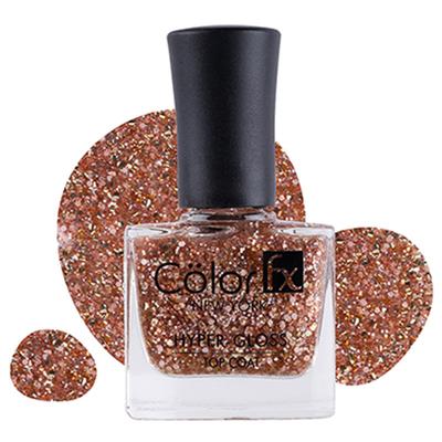 Color Fx Hyper-Gloss Top Coat Rose Gold Glitter finish 21 toxin free Non-yellowing - 173 9 ml - Nail Polish