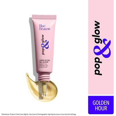 Blue Heaven Pop and Glow Cheek and Eyes Gel Bloom Highlighter, Golden Hour 12 ml - Highlighters & Illuminators
