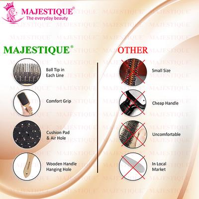Majestique Premium Wooden Metal Pin Brush, Eco Friendly Wooden Hair Brush with Metal Pin Bristles 1's - Hair Brushes