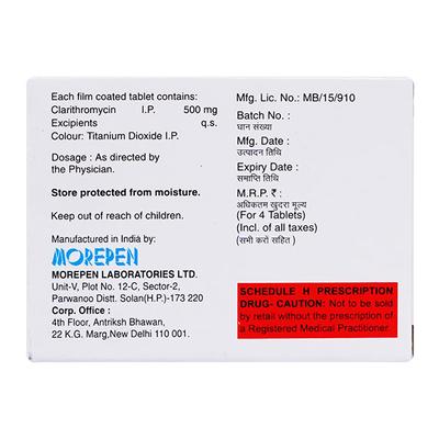 KLARIM 500 Tablet 4's - Bacterial Infections-Mac