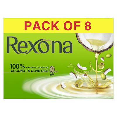 Rexona Coconut And Olive Oil Soap For Silky Smooth Skin (Pack Of 8) 1200 gm - Soaps
