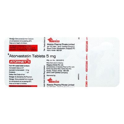 ATORNET 5mg Tablet 10's - High Cholesterol-Dys