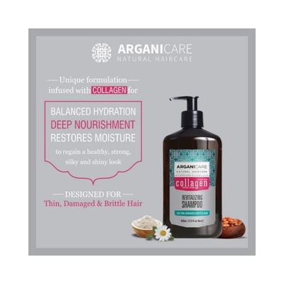 Arganicare Revitalizing Organic Argan Oil and Collagen Shampoo 400 ml - Shampoos