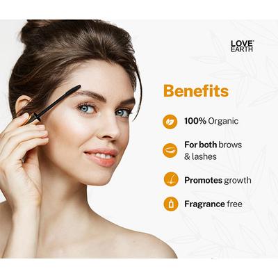 Love Earth Organic Eyelash Growth Serum Enriched With Pure Organic & Natural Essential Oils 5 ml - Eyelashes