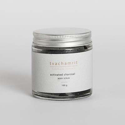 Tvachamrit Handcrafted Skincare Activated Charcoal Body Scrub 100 gm - Scrubs & Exfoliants