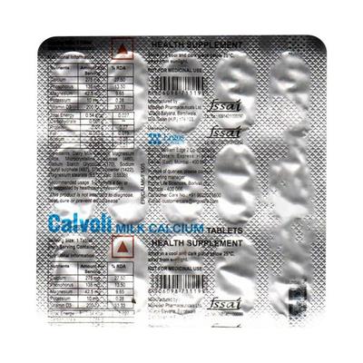 CALVOLI MILK CALCIUM (NON VEG) Tablet 15's - Supplements-Cal