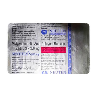 MYCOTEN S 360mg Tablet 10's - Auto Immune Disease-Imm