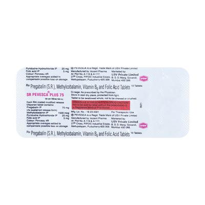 Pevesca Plus SR 75mg Tablet 10'S - Neuropathic Pain-Dru