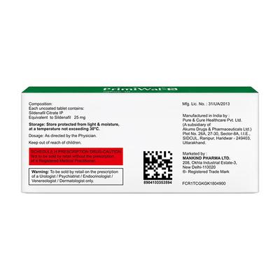 Primiwal S 25mg Tablet 10'S - Impotence/Erectile Dysfunction (Ed)
