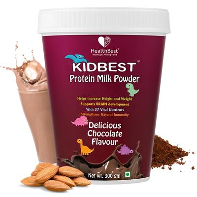 HealthBest Kidbest Protein Milk Powder - Delicious Chocolate Flavour 300 gm - Multi-Vitamins