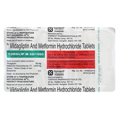 TORGLIP M 50/1000mg Tablet 10's - Diabetes-Ant