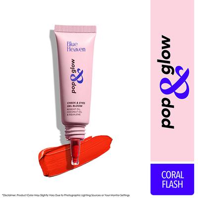 Blue Heaven Pop and Glow Cheek and Eyes Gel Bloom Blush, Coral Flash 12 ml - Blushes