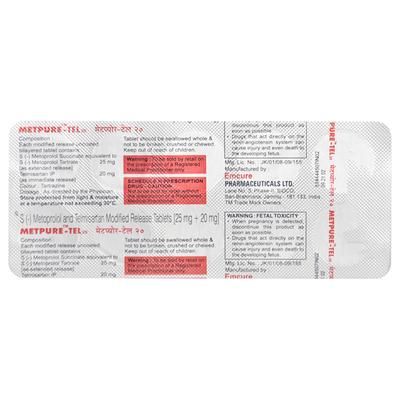 Metpure Tel 20mg Tablet 10'S - Hypertension-Bet