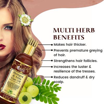 Oriental Botanics with Comb Applicator - Bhringraj & Amla Hair Oil 200 ml - Hair Oils