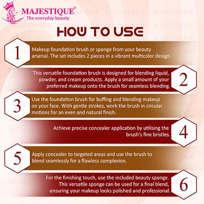 Majestique Foundation Brush with Sponge, Dual-Use Blender Sponge - Multicolor 2's - Makeup Kits & Sets