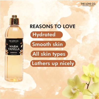 The Love Co. Luxury Warm Vanilla Body Wash for Women - Nourishing & Hydrating Shower Gel for Men For All Skin Types 250 ml - Shower Gels & Body Wash